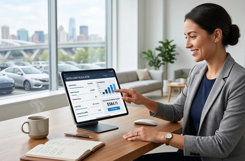 Meridian loan advisor reviewing documents with client